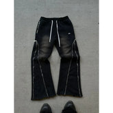Hearujoy Contrast color splicing zipper hip-hop stretch couple casual pants American retro trendy functional street sports ins trousers